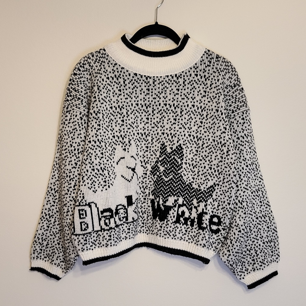 Vintage 80s scottie dog black & white sweater